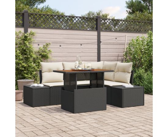 vidaXL 5-częściowy zestaw sof ogrodowych  z poduszkami Czarny Rattan Dārza mēbeļu komplekti