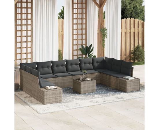 vidaXL Zestaw sof ogrodowych  - 10 elementów z poduszkami Czarny polirattan Dārza mēbeļu komplekti