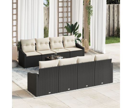 vidaXL 7-częściowy zestaw sof ogrodowych z poduszkami czarny polirattan Dārza mēbeļu komplekti