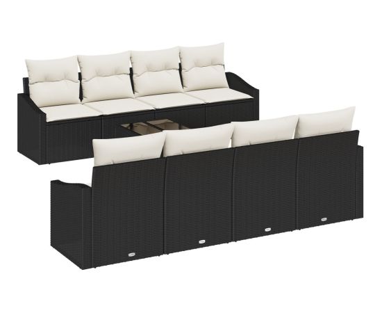 vidaXL 7-częściowy zestaw sof ogrodowych z poduszkami czarny polirattan Dārza mēbeļu komplekti