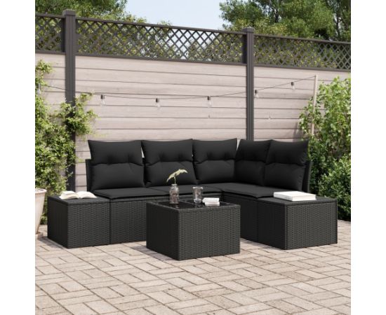 vidaXL Zestaw Sofowy Ogrodowy  5 Częściowy z Beżowymi Poduszkami z Polirattanu Dārza mēbeļu komplekti