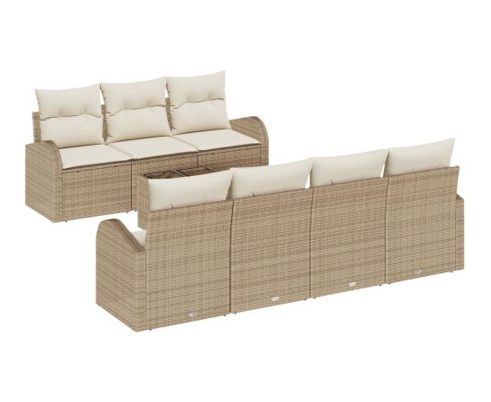 vidaXL Zestaw kanap ogrodowych  8 części z poduszkami Beżowy Polirattan Dārza mēbeļu komplekti