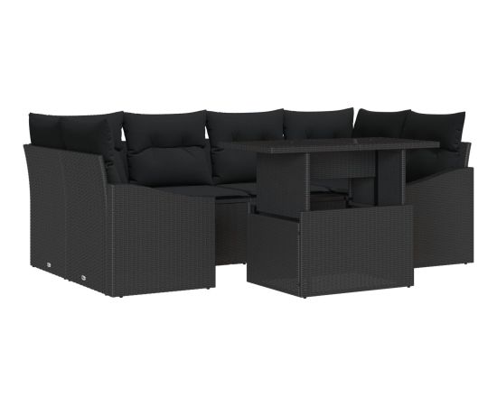 Zestaw Sof Ogrodowych vidaXL Zestaw 7 Czarny Rattan Dārza mēbeļu komplekti