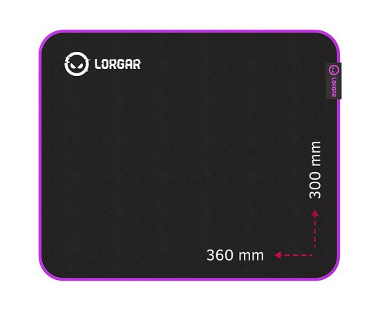 Lorgar Main 313, Gaming mouse pad, High-speed surface, Purple anti-slip rubber base, size: 360mm x 300mm x 3mm, weight 0.195kg Palikņi pelēm