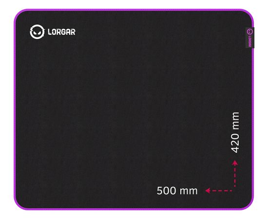 Lorgar Main 315, Gaming mouse pad, High-speed surface, Purple anti-slip rubber base, size: 500mm x 420mm x 3mm, weight 0.39kg Palikņi pelēm