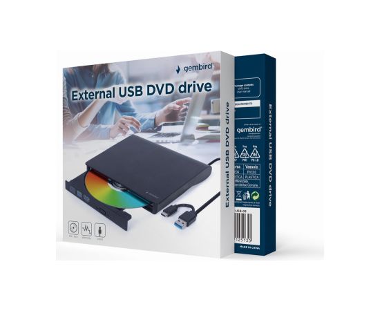 Gembird DVD-USB-031 External USB DVD drive, black Optiskās iekārtas