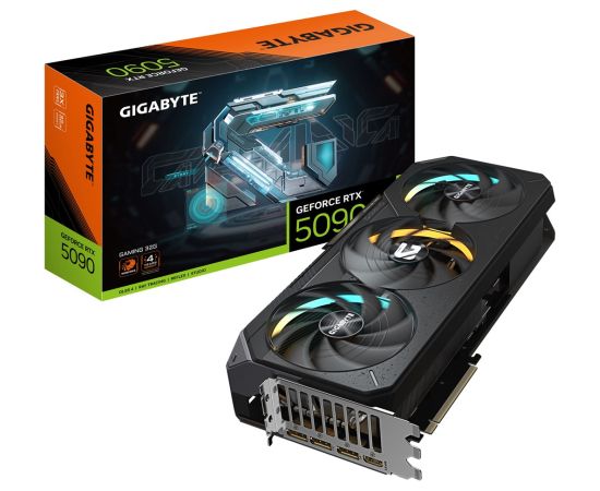 GIGABYTE GeForce RTX 5090 GAMING 32G Graphics Card - 32GB GDDR7, 512bit, PCI-E 5.0, 2407MHz Core Clock, 3 x DP 2.1a, 1 x HDMI 2.1b, NVIDIA DLSS 4, GV-N5090GAMING-32GD Grafiskās video kartes