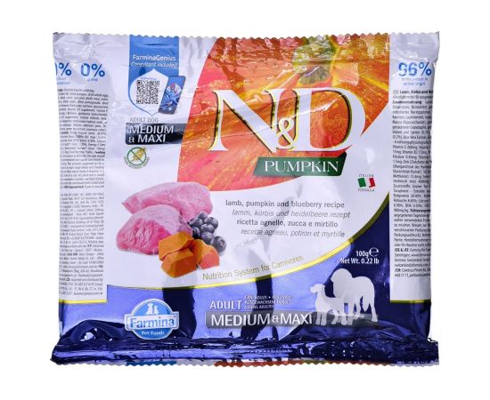 FARMINA N&D Pumpkin Lamb&Blueberry Adult Medium&Maxi - dry dog food - 100 g Suņu barība