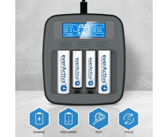 Battery charger Ni-MH USB-C everActive NC1000MV2 Bateriju lādētāji