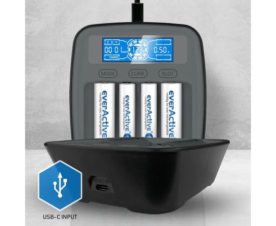 Battery charger Ni-MH USB-C everActive NC1000MV2 Bateriju lādētāji