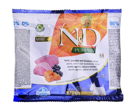 FARMINA N&D Pumpkin Dog Lamb & Blueberry Adult Mini - dry dog food - 100 g Suņu barība