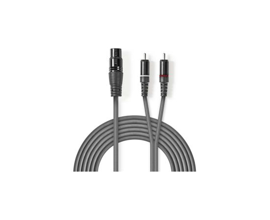 Kabelis Nedis XLR F - 2x RCA M 3m Dažādi vadi