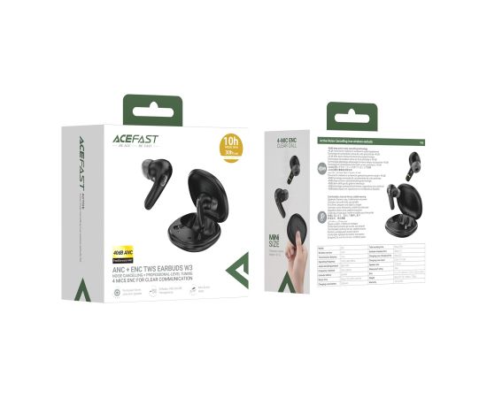 Беспроводные наушники Acefast W3 ANC черные Наушники