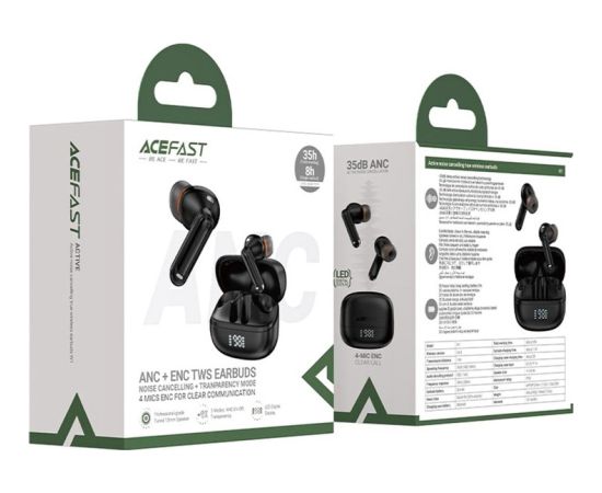 Беспроводные наушники Acefast W1 ANC черные Наушники