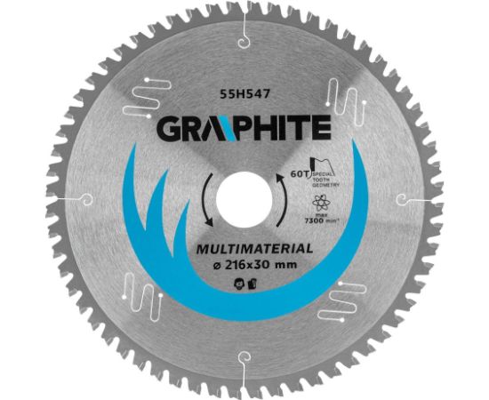 Griešanas disks Graphite 55H547; 216x30 mm Zāģripas