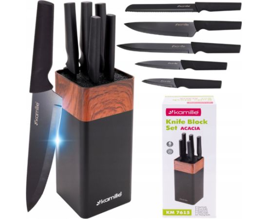 Nažu komplekts ar statīvu, 6 gab., 7615, Kamille Naži