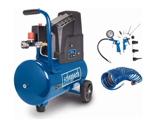 Kompresors HC25o ar 13 daļīgu piederumu komplektu un 5 m šļūteni, Scheppach Gaisa kompresors