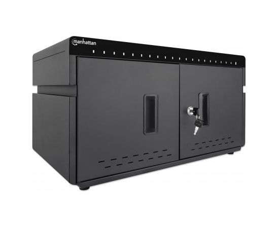 Manhattan iPad to 11" 20-bay Charging Cabinet Desktop via USB-C, Also other tablets and smartphones (with device to USB-C cable), Bays 264x22x235mm, Device charging cables not included (suggest USB-C cable code 356213), Cart, Lockable, EU/UK power cords Зарядные устройства