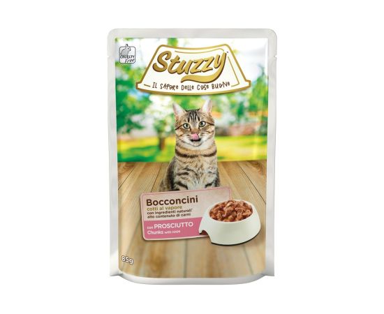 Agras Pet Foods STUZZY Chunks z szynką adult cat 85g Kaķu konservi