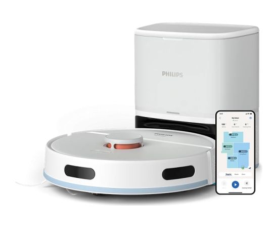 PHILIPS XU2100/25 HomeRun 2000.sērija Putekļu sūcējs robots ar mazgāšanas funkciju, balts Крупная бытовая техника