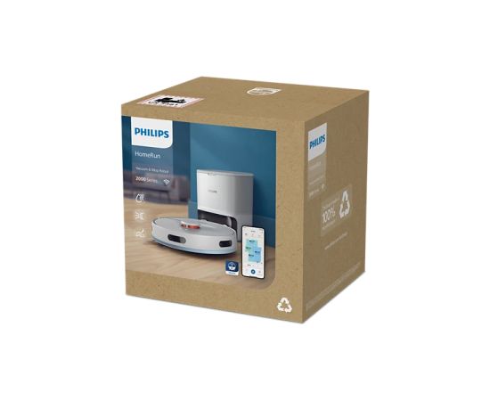 PHILIPS XU2100/25 HomeRun 2000.sērija Putekļu sūcējs robots ar mazgāšanas funkciju, balts Крупная бытовая техника