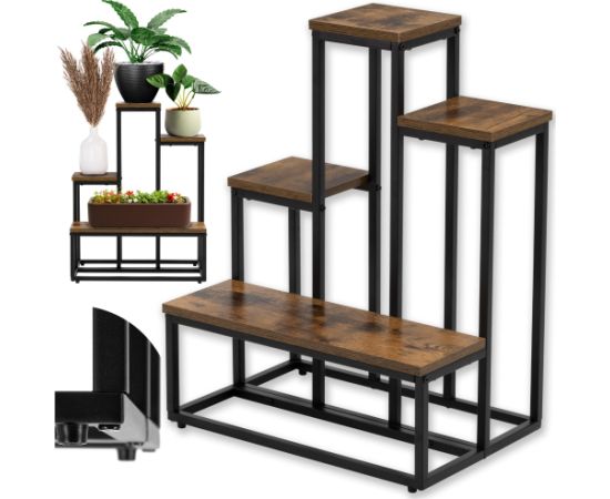 Metāla puķu statīvs Springos GA0210 67 cm ar 4 plauktiem, bēniņu tipa, daudzlīmeņu, moderns Plaukti  