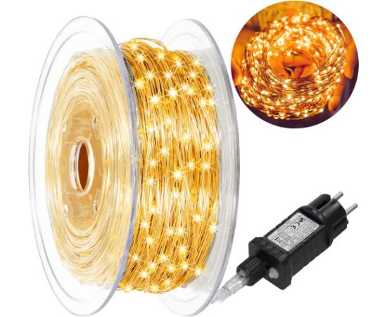 Рождественская светодиодная гирлянда Springos CL4043, 1000 микро-LED, 100 м, тёплый белый Ziemassvētku lampiņas, LED virtenes