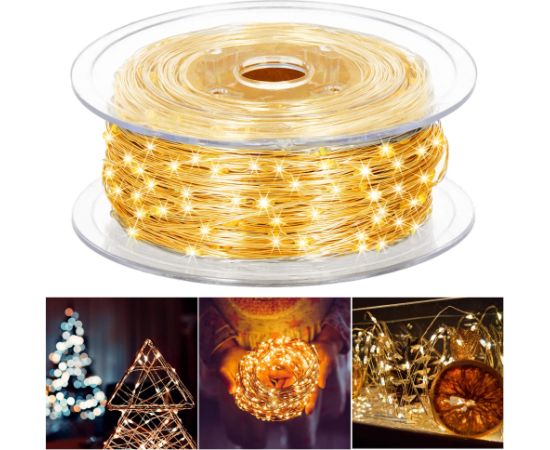 Рождественская светодиодная гирлянда Springos CL4043, 1000 микро-LED, 100 м, тёплый белый Ziemassvētku lampiņas, LED virtenes