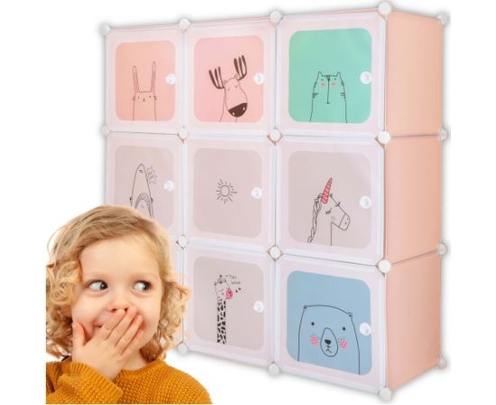 Bērnu modulārā skapīšu sistēma Springos HA0215 – 110 × 110 × 37 cm, 9 nodalījumi Plaukti  