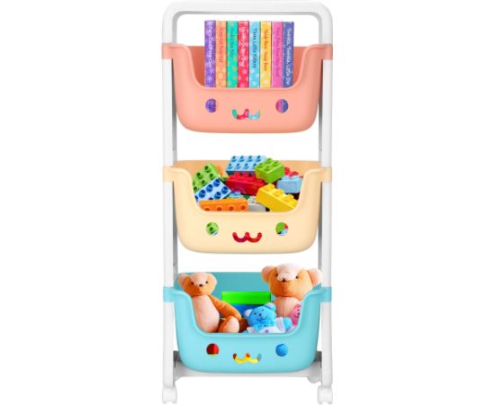 Полка для игрушек с 3 ящиками Springos HA7481 на колесиках Полки