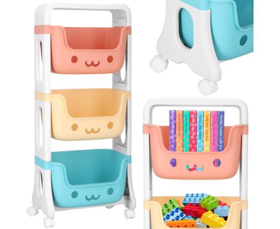 Полка для игрушек с 3 ящиками Springos HA7481 на колесиках Полки