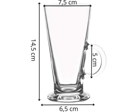 Glāzes lattei, deserti ar rokturi Springos HA7496 280 ml komplektā 6 gab. Glāzes un karafes
