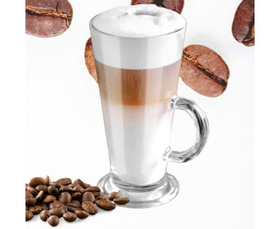 Glāzes lattei, deserti ar rokturi Springos HA7496 280 ml komplektā 6 gab. Glāzes un karafes