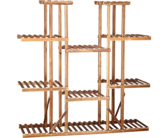 Koka puķu statīvs Springos 119 cm puķu statīvs ar 9 plauktiem Plaukti  