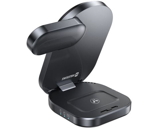 Swissten MagBase 3in1 Salokāms Bezvadu Qi2 Lādētājs (saderīgs ar MagSafe) Bezvadu telefonu lādētāji