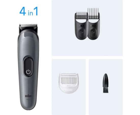 Braun 4-in-1 Grooming Kit All-in-One Series 3 AIO3500 Cordless Number of length steps 14 Black Matu, Bārdas, Ķermeņa trimmeri