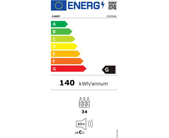 Candy Wine Cooler 438063 Energy efficiency class G Free standing Bottles capacity 34 Black Jaunumi Sadz. tehnika Candy Wine Cooler 438063 Energy efficiency class G Free standing Bottles capacity 34 Black Jaunumi Sadz. tehnika