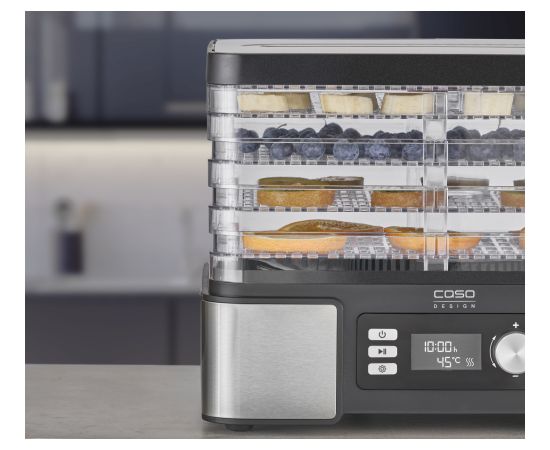 Caso Food Dehydrator DH 450 Power 370-450 W Number of trays 5 Temperature control Integrated timer Black/Stainless Steel Овощные пароварки и сушилки
