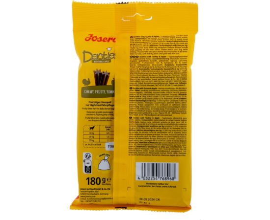 JOSERA Denties Turkey with apple - Dog treat - 180g Suņu barība