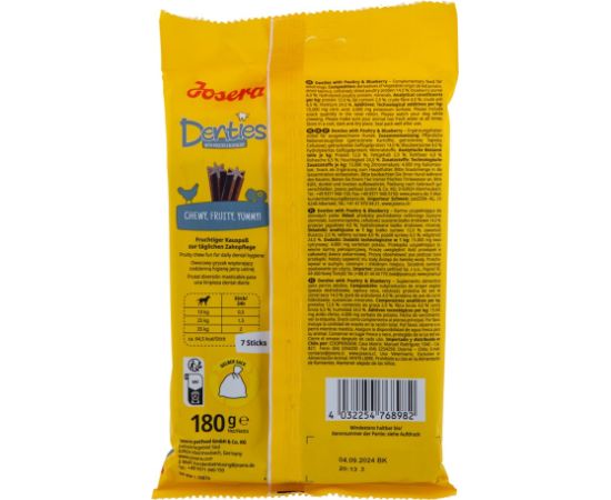 JOSERA Denties Poultry with blueberries - Dog treat - 180g Suņu barība