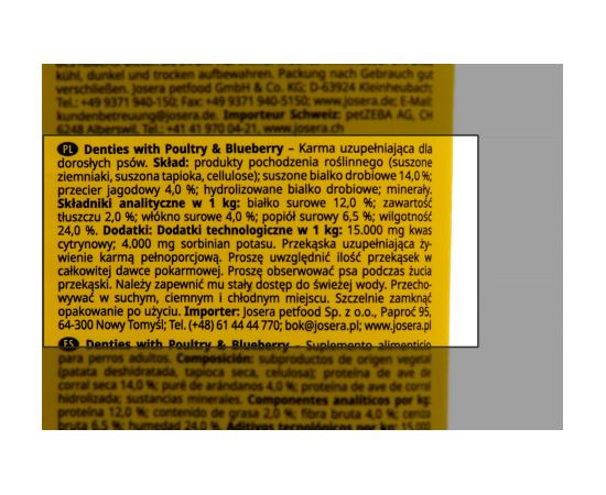 JOSERA Denties Poultry with blueberries - Dog treat - 180g Suņu barība