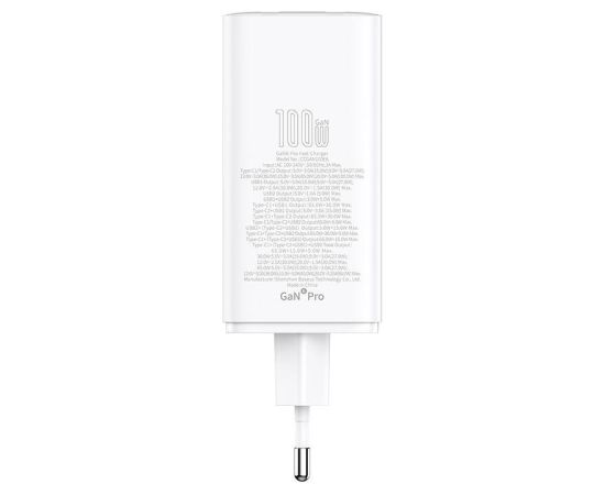 Wall charger Baseus GaN6 Pro 2xUSB-C + 2xUSB, 100W (white) Jaunumi - Datori