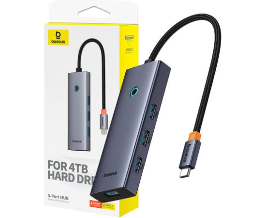 Hub 5in1 Baseus UltraJoy 5-Port (4xUSB 3.0,  PD) grey USB / Type-C Hub Hub 5in1 Baseus UltraJoy 5-Port (4xUSB 3.0,  PD) grey USB / Type-C Hub