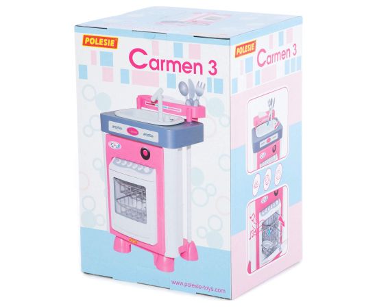 Polesie Bērnu komplekts "Carmen" ar trauku mazgājamo mašīnu un izlietni ar piederumiem ar skaņu 46 cm PL57914 Bērnu rotaļu mēbeles