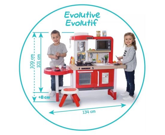Bērnu virtuves plīts ar piederumiem Smoby Tefal Evolutionary Kitchen Gourmet ar cepeškrāsni augstums 134 cm 312302 Bērnu rotaļu mēbeles