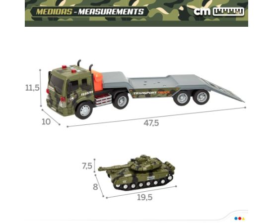 Speed & Go Auto treilers armijas ar tanku (skaņa, gaisma un inerce) 32 cm CB49902 Mašīnas un piederumi