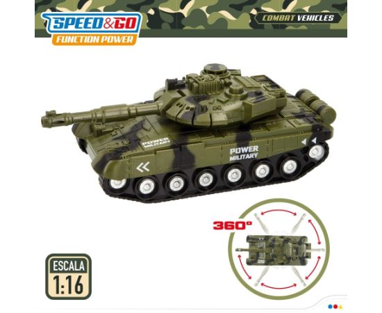 Speed & Go Auto treilers armijas ar tanku (skaņa, gaisma un inerce) 32 cm CB49902 Mašīnas un piederumi