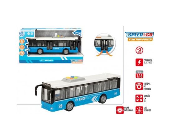 Speed & Go Autobuss ar skaņu un gaismu (durvis atvērās, inercija) 28 cm CB49808 Mašīnas un piederumi
