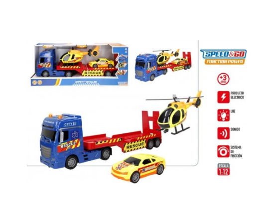 Speed & Go Auto treilers City Resque ar mašīnu un helikopteri (gaisma, skaņa) 59 cm CB39051 Mašīnas un piederumi