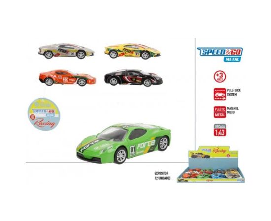 Speed & Go Metāla auto modelis Racing ar inerci 1:43 dažādas CB37875 Mašīnas un piederumi